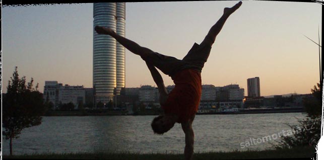 playing on the river Donau bank